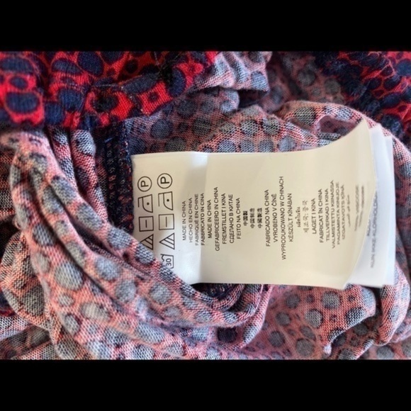 Michael Kors Banded Waist Blouse Red/Navy S NWT - Picture 6 of 6